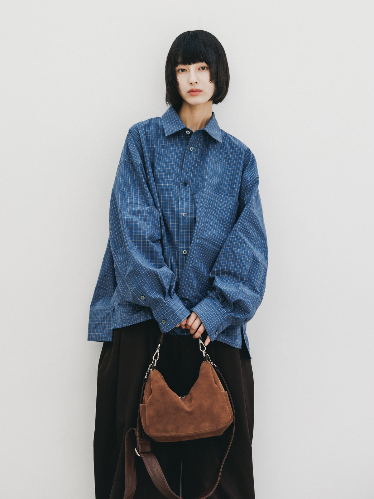 【10.14 WED 20:00- IN STOCK】 MINI CHECK EVERYDAY BOX FIT L/S SHIRT (BLUE MINI CHECK)
