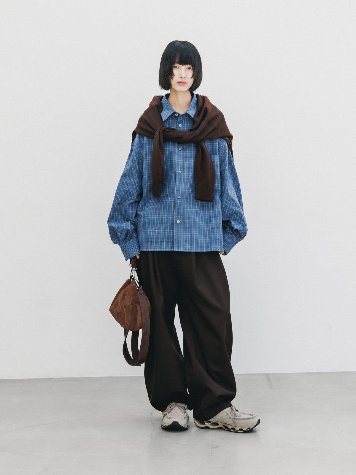 【10.14 WED 20:00- IN STOCK】 MINI CHECK EVERYDAY BOX FIT L/S SHIRT (BLUE MINI CHECK)