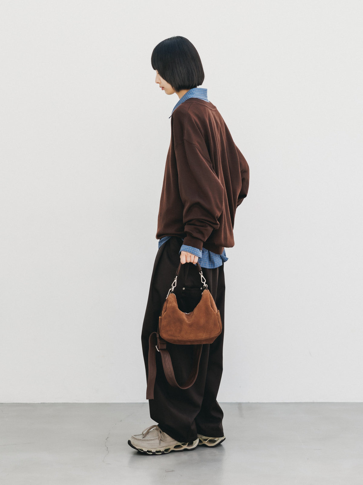 【10.31 SAT 20:00- IN STOCK】 12G WOOL V-NECK KNIT PULLOVER (BROWN)