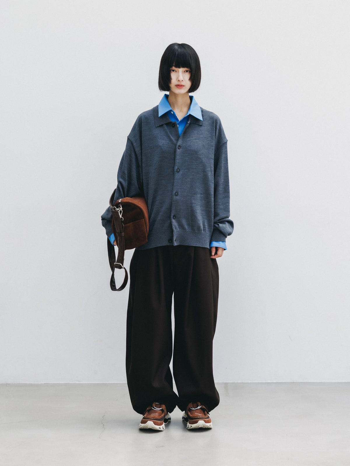 【10.21 WED 20:00- IN STOCK】 12G WOOL KNIT COLLARED CARDIGAN (GRAY)
