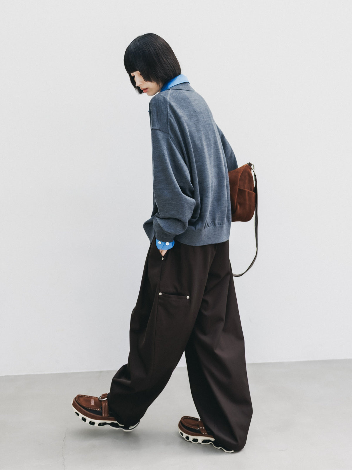 【10.21 WED 20:00- IN STOCK】 12G WOOL KNIT COLLARED CARDIGAN (GRAY)