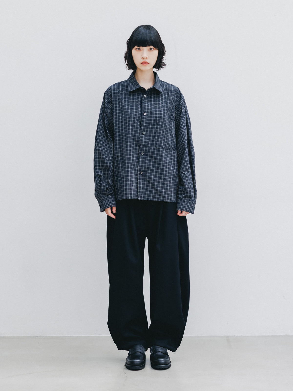 【10.14 WED 20:00- IN STOCK】 MINI CHECK EVERYDAY BOX FIT L/S SHIRT (BLACK MINI CHECK)
