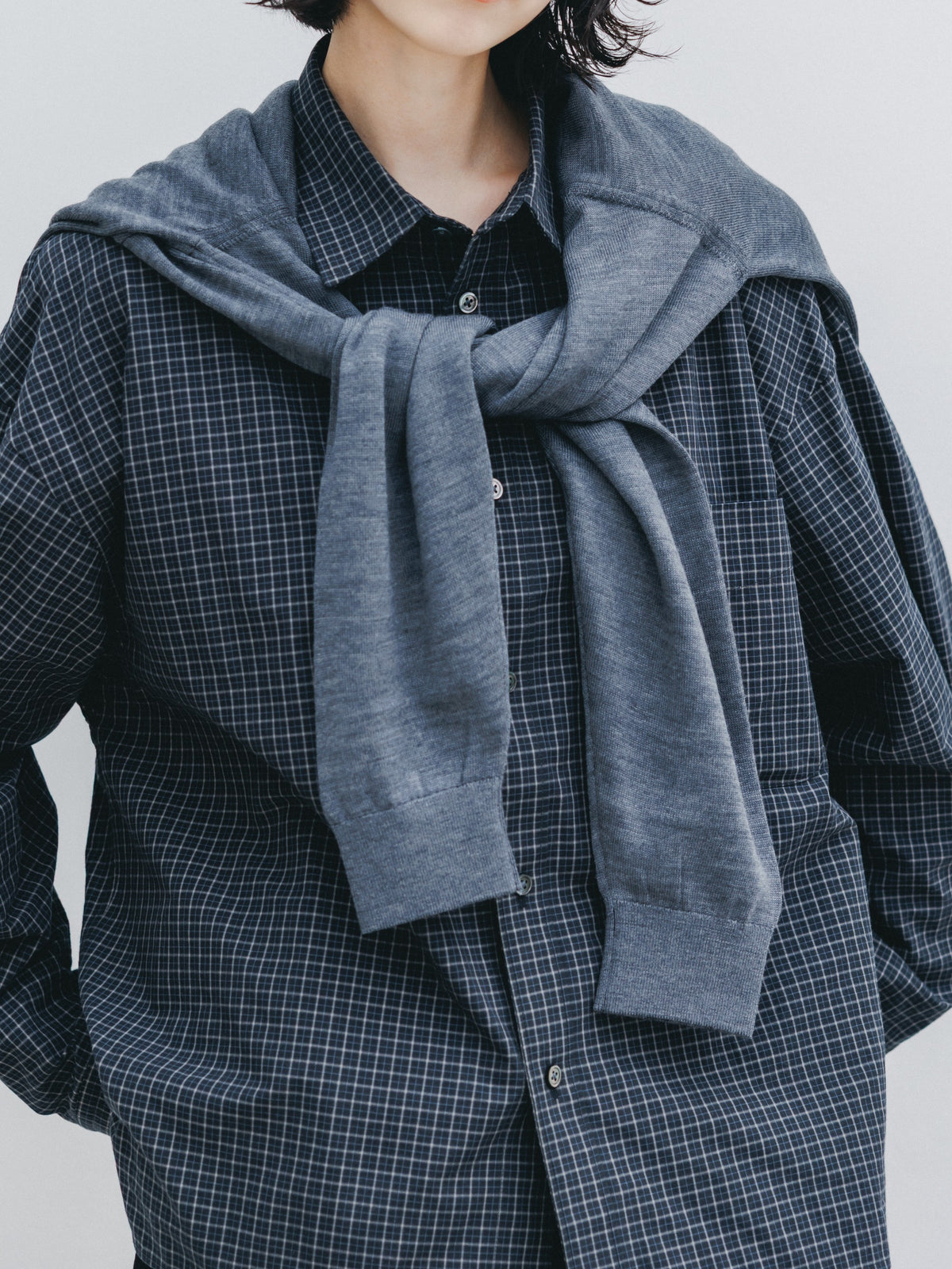 【10.14 WED 20:00- IN STOCK】 MINI CHECK EVERYDAY BOX FIT L/S SHIRT (BLACK MINI CHECK)