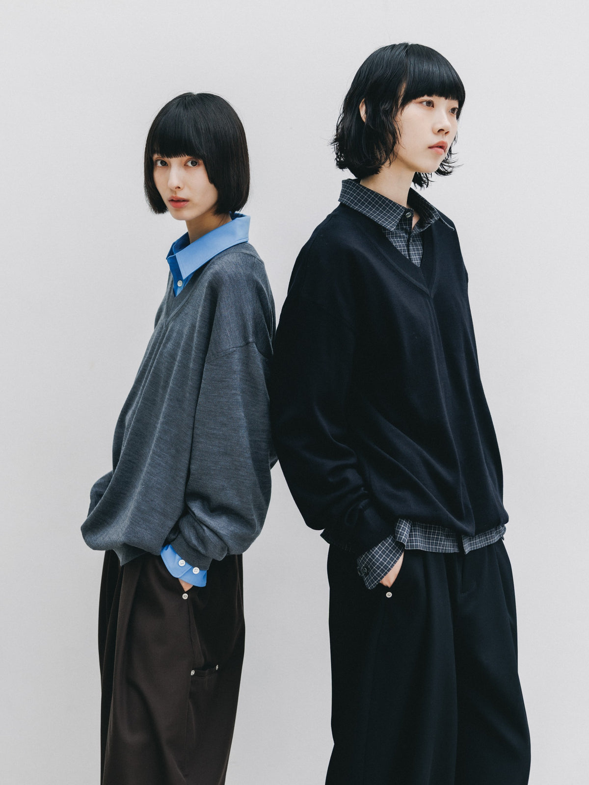 【10.31 SAT 20:00- IN STOCK】 12G WOOL V-NECK KNIT PULLOVER (BLACK)
