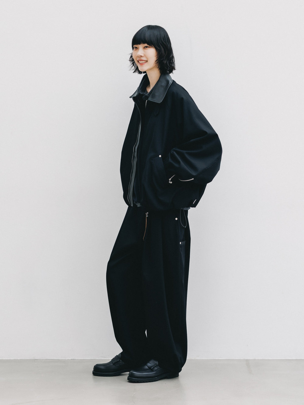 【10.7 WED 20:00- IN STOCK】 WOOL KERSEY CITY UTILITY BALLOON JACKET (BLACK)