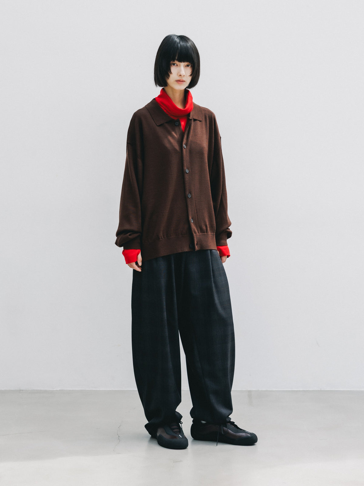 【10.21 WED 20:00- IN STOCK】 12G WOOL KNIT COLLARED CARDIGAN (BROWN)