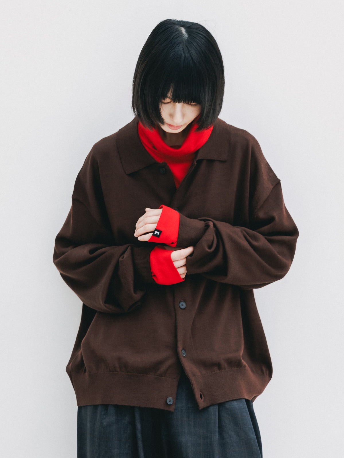 【10.21 WED 20:00- IN STOCK】 12G WOOL KNIT COLLARED CARDIGAN (BROWN)