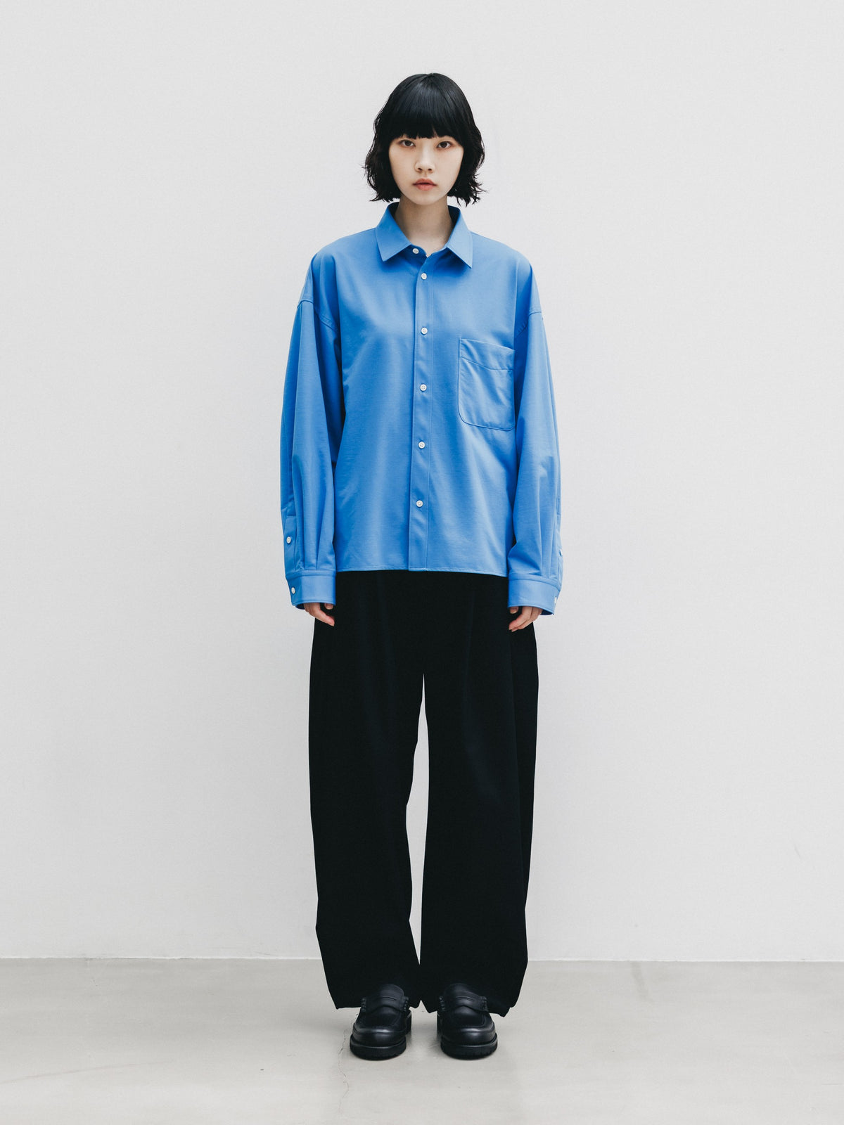 【10.14 WED 20:00- IN STOCK】 46G KNIT EVERYDAY BOX L/S SHIRT (SAX BLUE)