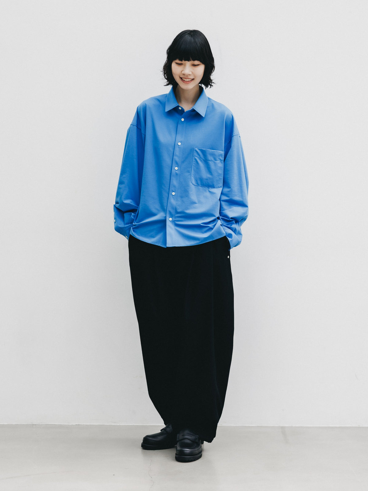 【10.14 WED 20:00- IN STOCK】 46G KNIT EVERYDAY BOX L/S SHIRT (SAX BLUE)