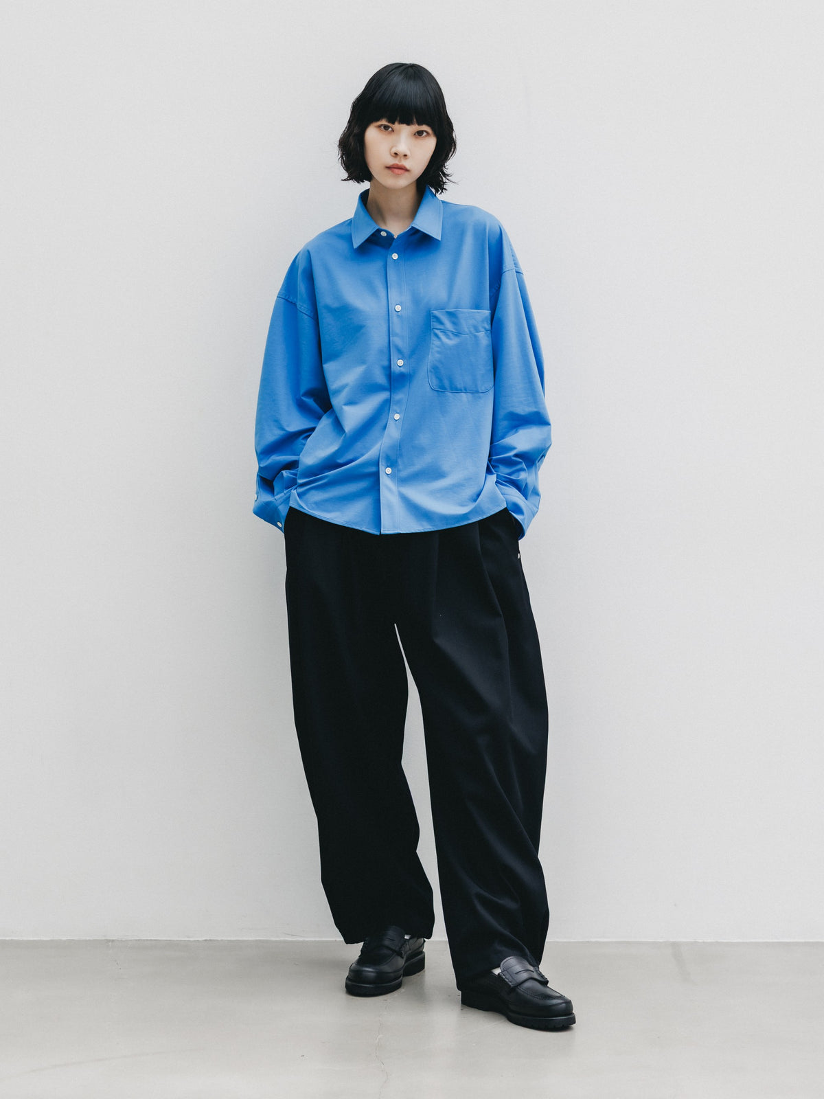 【10.14 WED 20:00- IN STOCK】 46G KNIT EVERYDAY BOX L/S SHIRT (SAX BLUE)