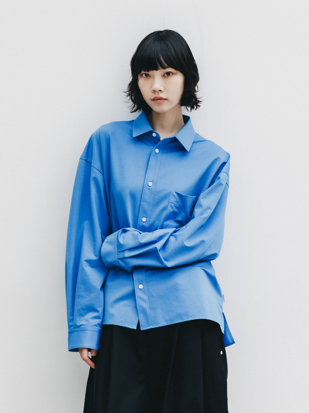 【10.14 WED 20:00- IN STOCK】 46G KNIT EVERYDAY BOX L/S SHIRT (SAX BLUE)