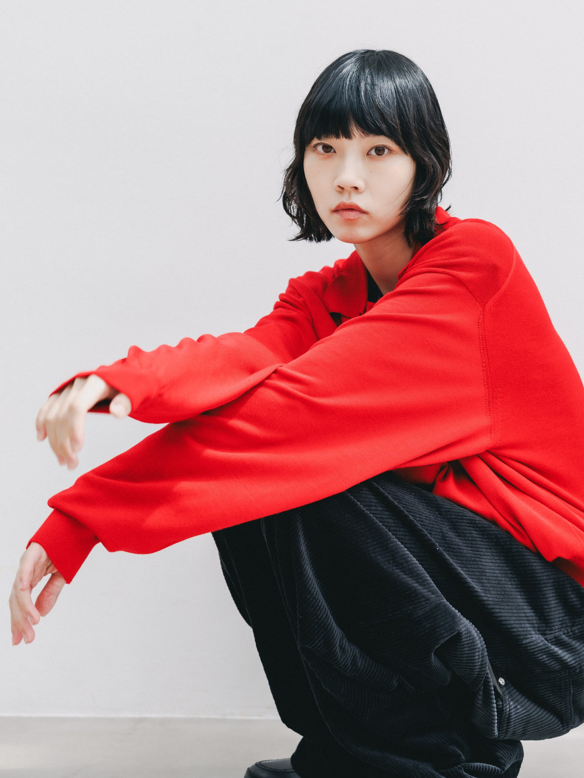 【10.21 WED 20:00- IN STOCK】 12G WOOL KNIT COLLARED CARDIGAN (RED)