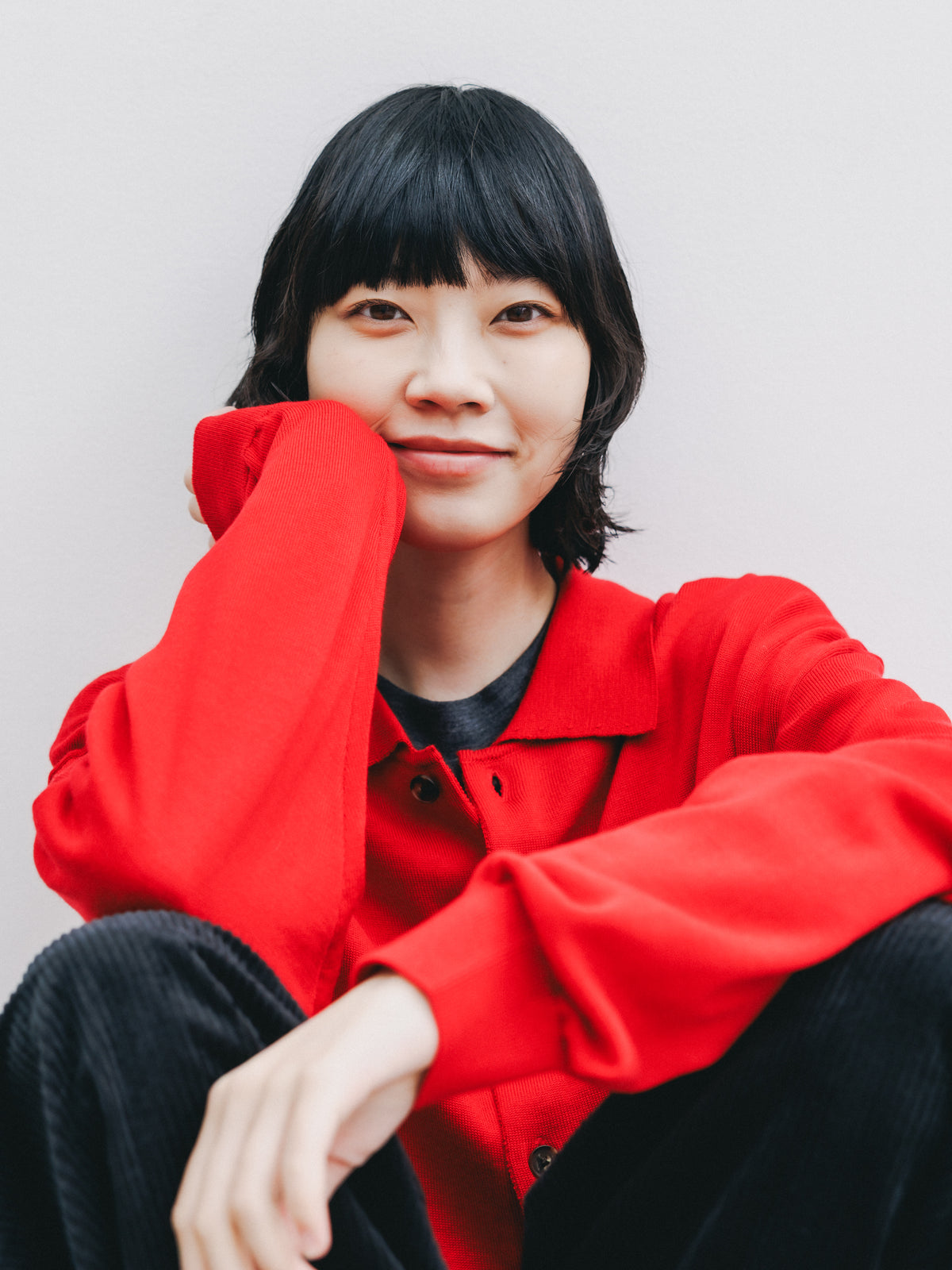 【10.21 WED 20:00- IN STOCK】 12G WOOL KNIT COLLARED CARDIGAN (RED)