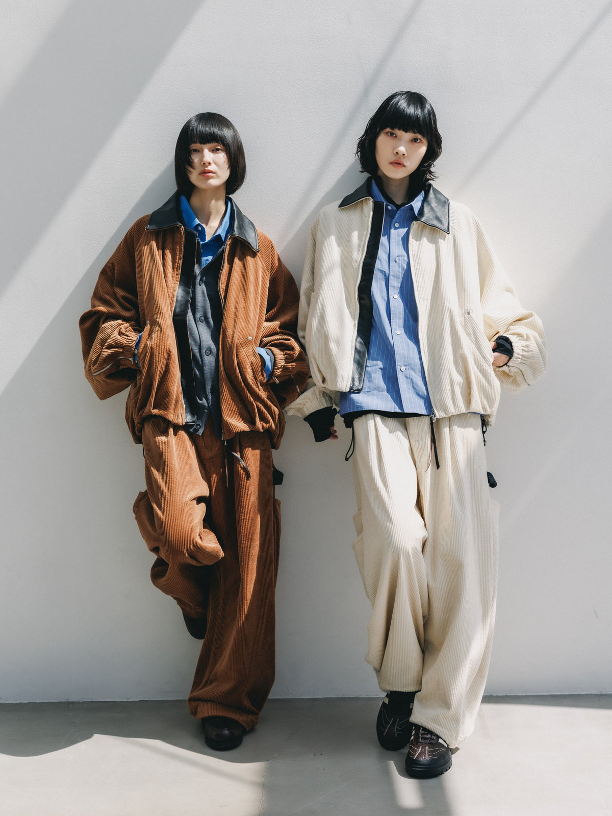 【10.21 WED 20:00- IN STOCK】 LEATHER COLLAR CORDUROY CITY UTILITY BALLOON JACKET (CAMEL)
