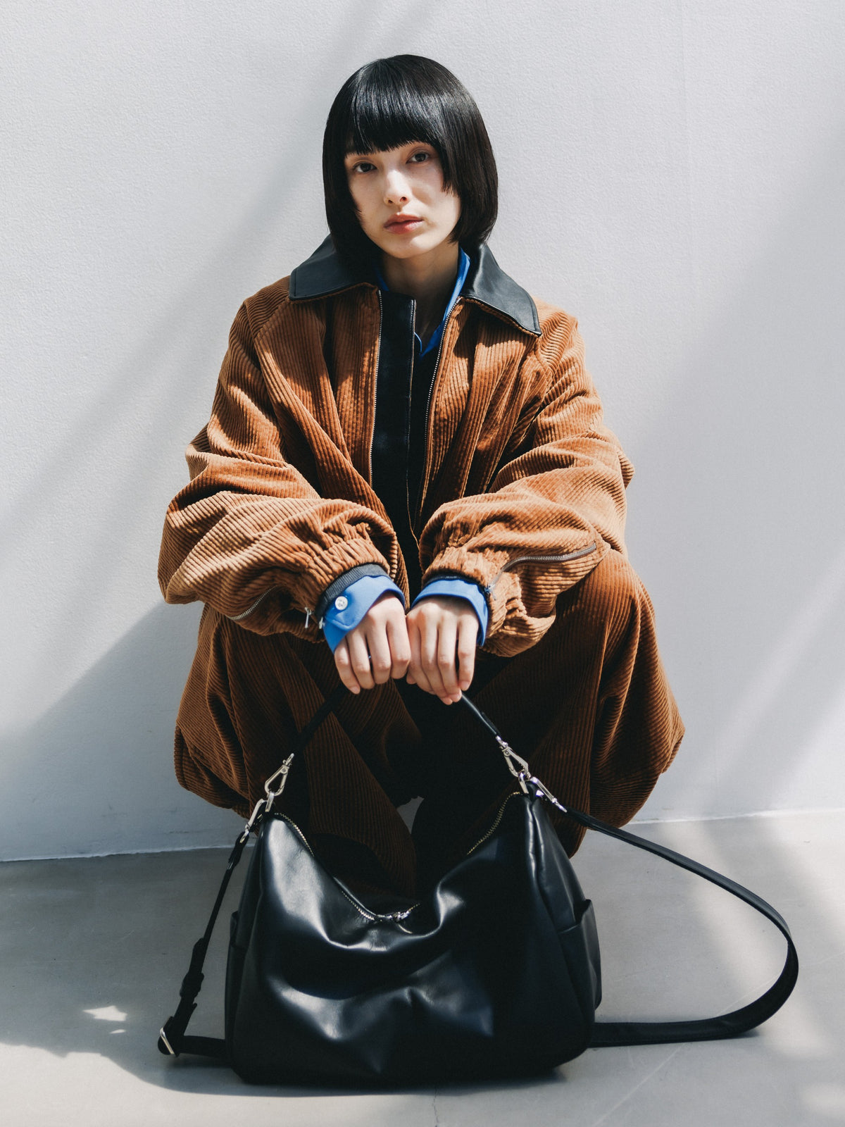 【10.21 WED 20:00- IN STOCK】 LEATHER COLLAR CORDUROY CITY UTILITY BALLOON JACKET (CAMEL)