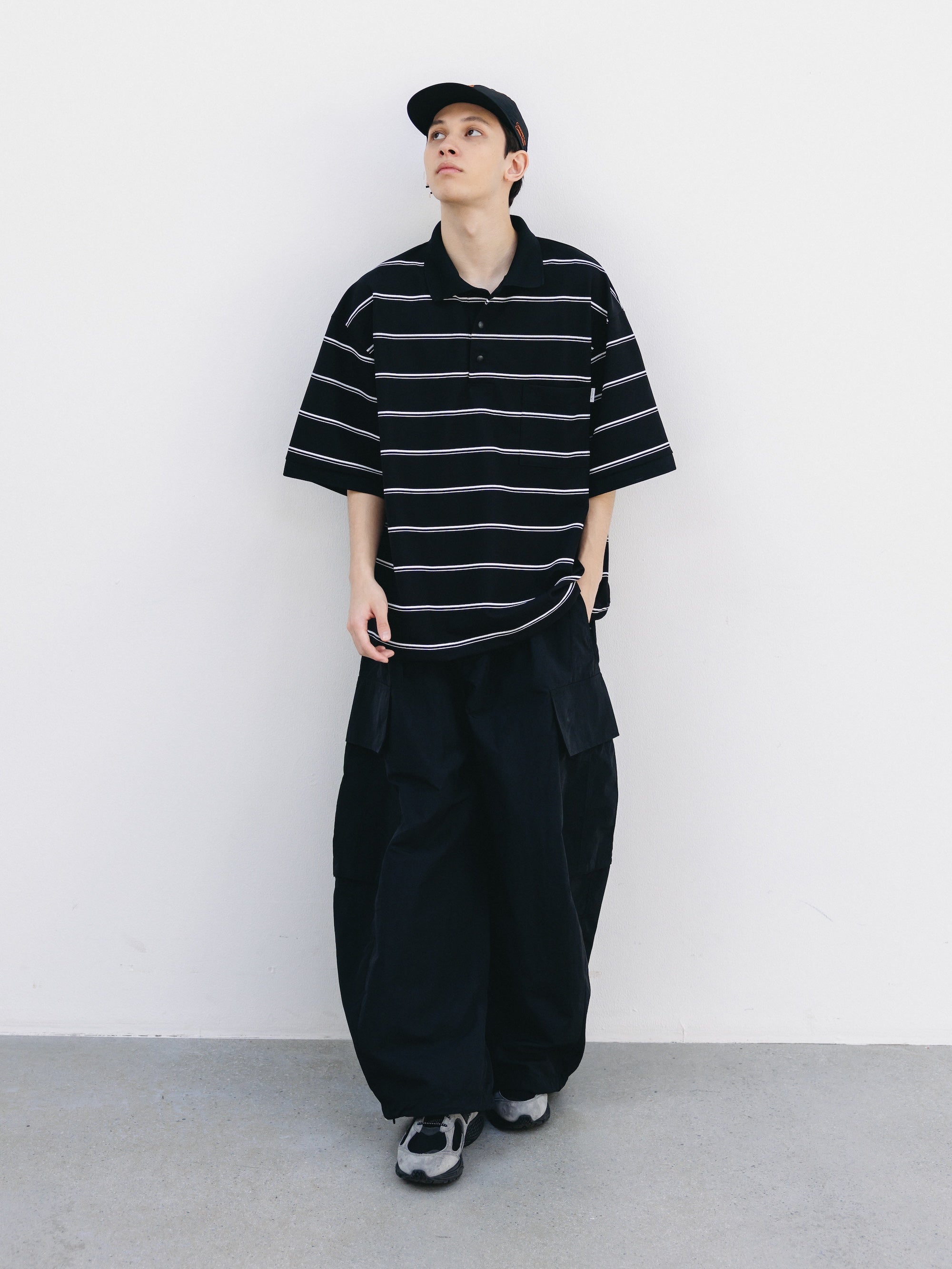 THICK/THIN STRIPE ACTIVE CITY POLO S/S SHIRTS (BLACK)