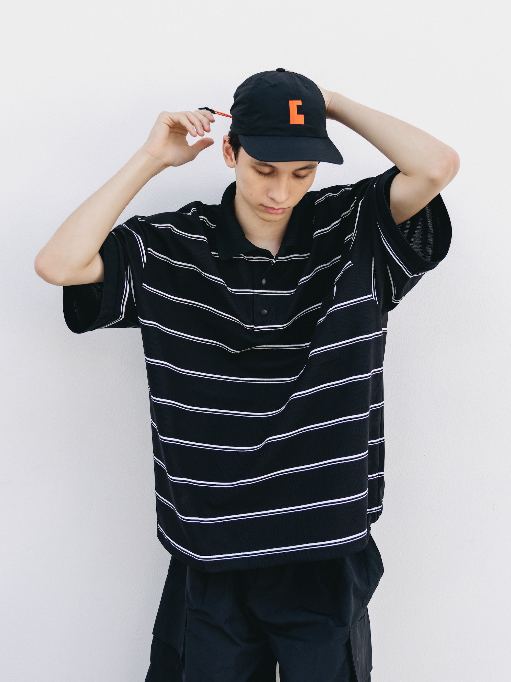 THICK/THIN STRIPE ACTIVE CITY POLO S/S SHIRTS (BLACK)
