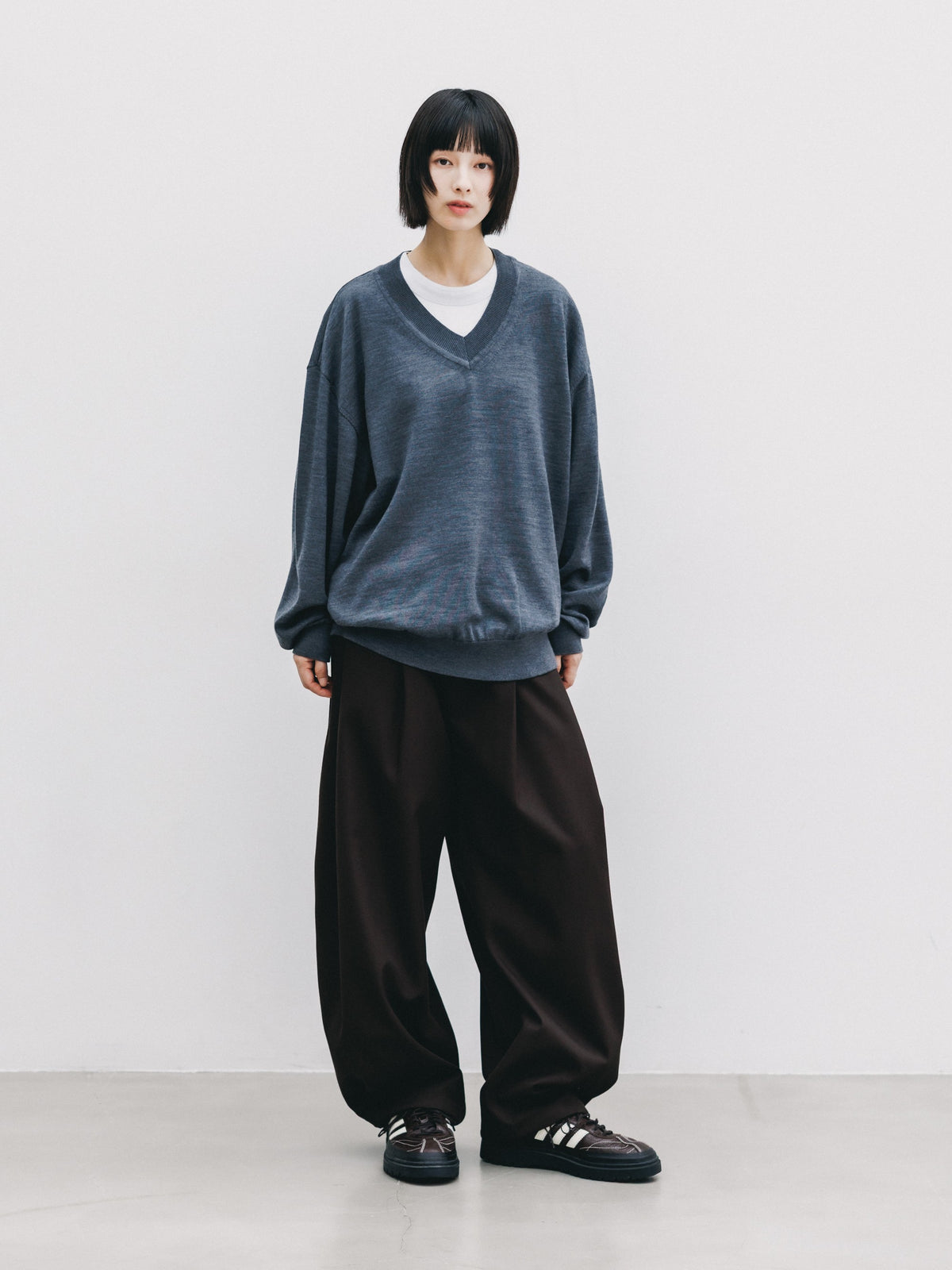 【10.31 SAT 20:00- IN STOCK】 12G WOOL V-NECK KNIT PULLOVER (GRAY)
