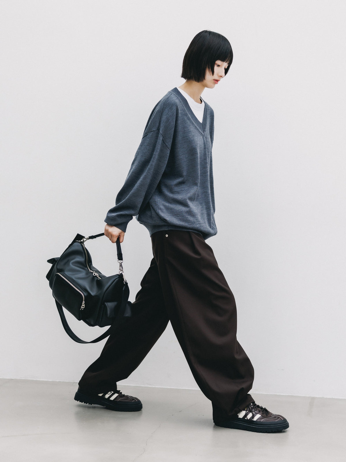 【10.31 SAT 20:00- IN STOCK】 12G WOOL V-NECK KNIT PULLOVER (GRAY)