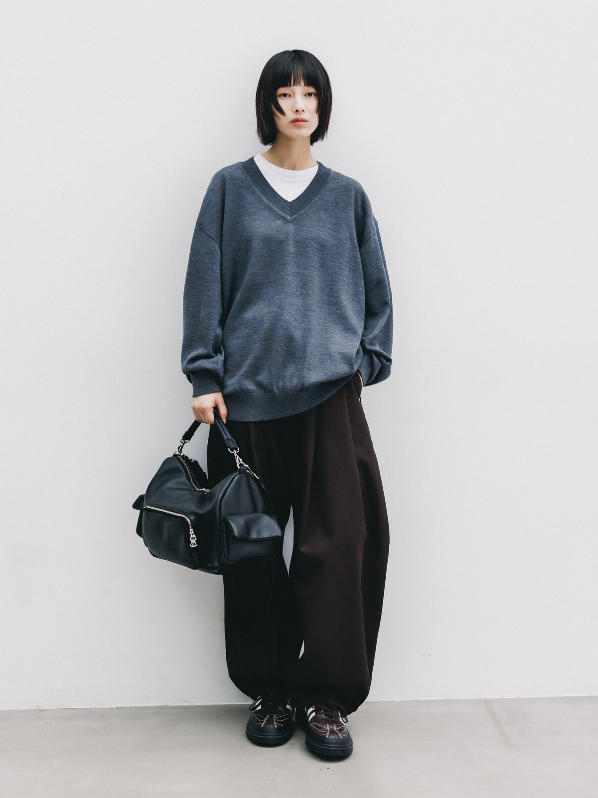 【10.31 SAT 20:00- IN STOCK】 12G WOOL V-NECK KNIT PULLOVER (GRAY)