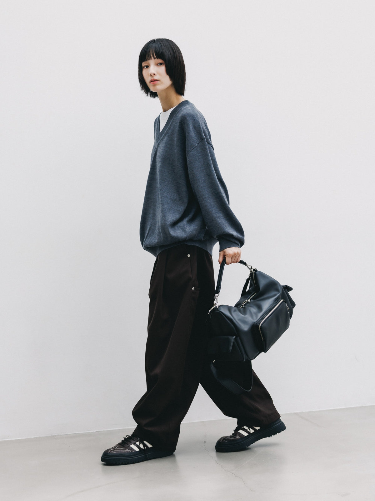 【10.31 SAT 20:00- IN STOCK】 12G WOOL V-NECK KNIT PULLOVER (GRAY)