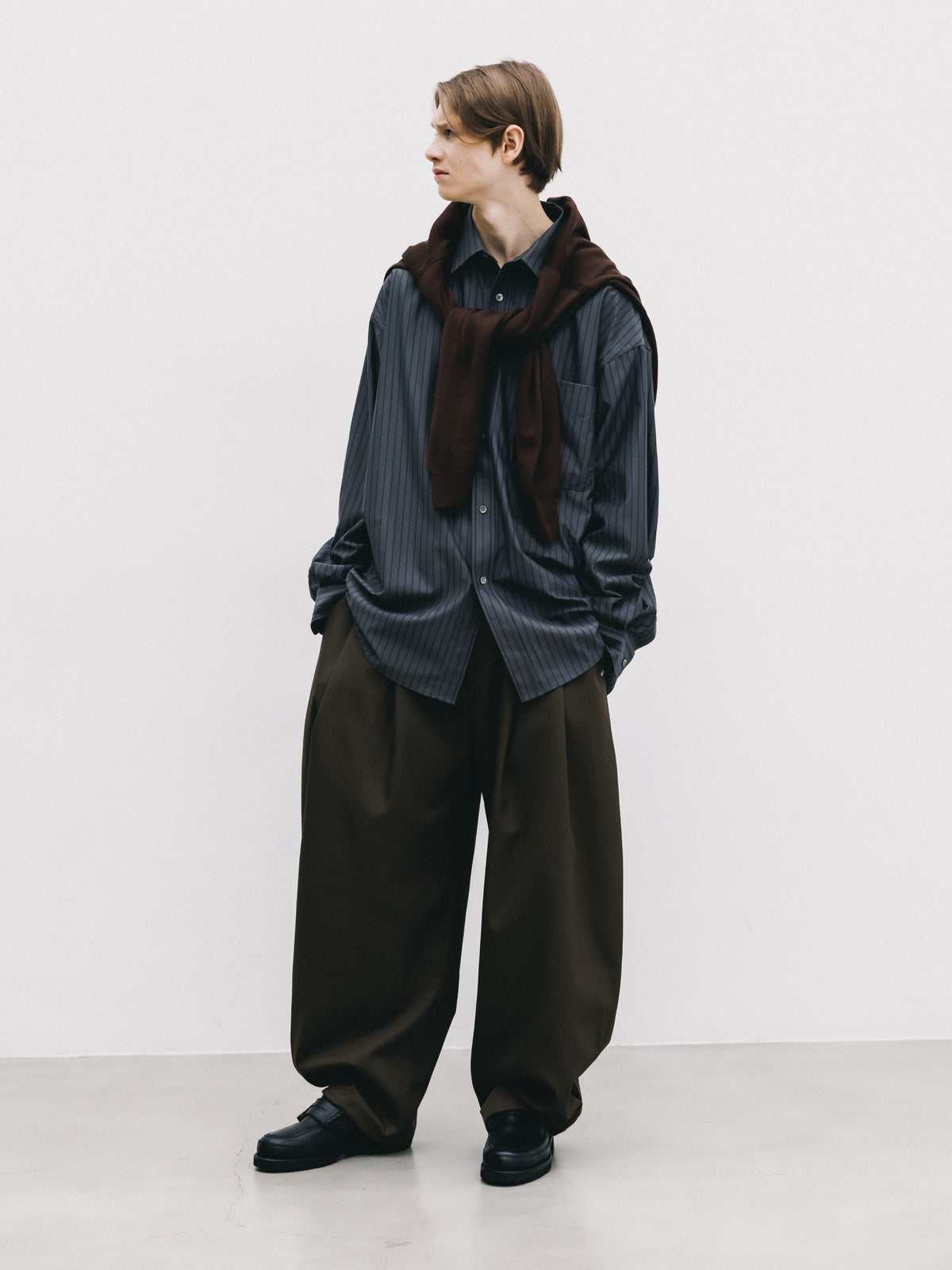 【10.31 SAT 20:00- IN STOCK】 THICK/THIN STRIPE 46G KNIT EVERYDAY L/S SHIRT (CHARCOAL STRIPE)