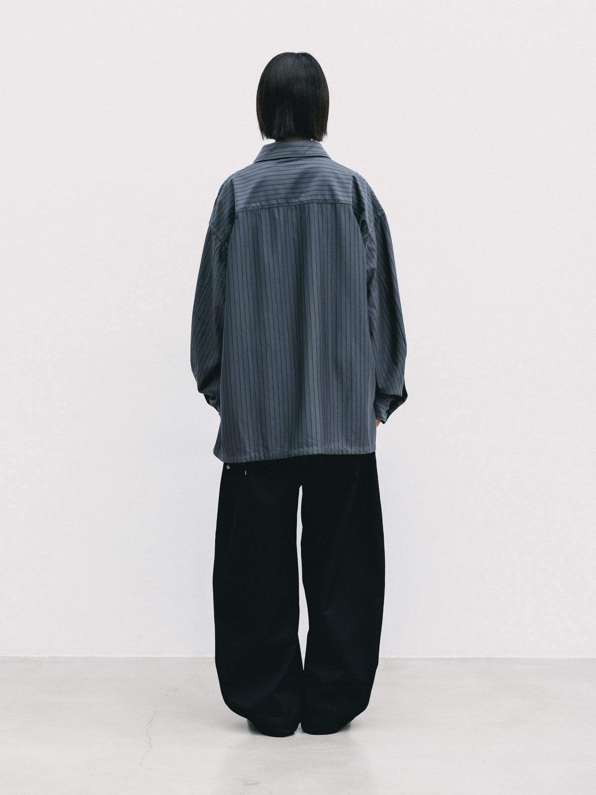 【10.24 SAT 20:00- IN STOCK】 THICK/THIN STRIPE 46G KNIT EVERYDAY ZIP UP L/S SHIRT (CHARCOAL STRIPE)