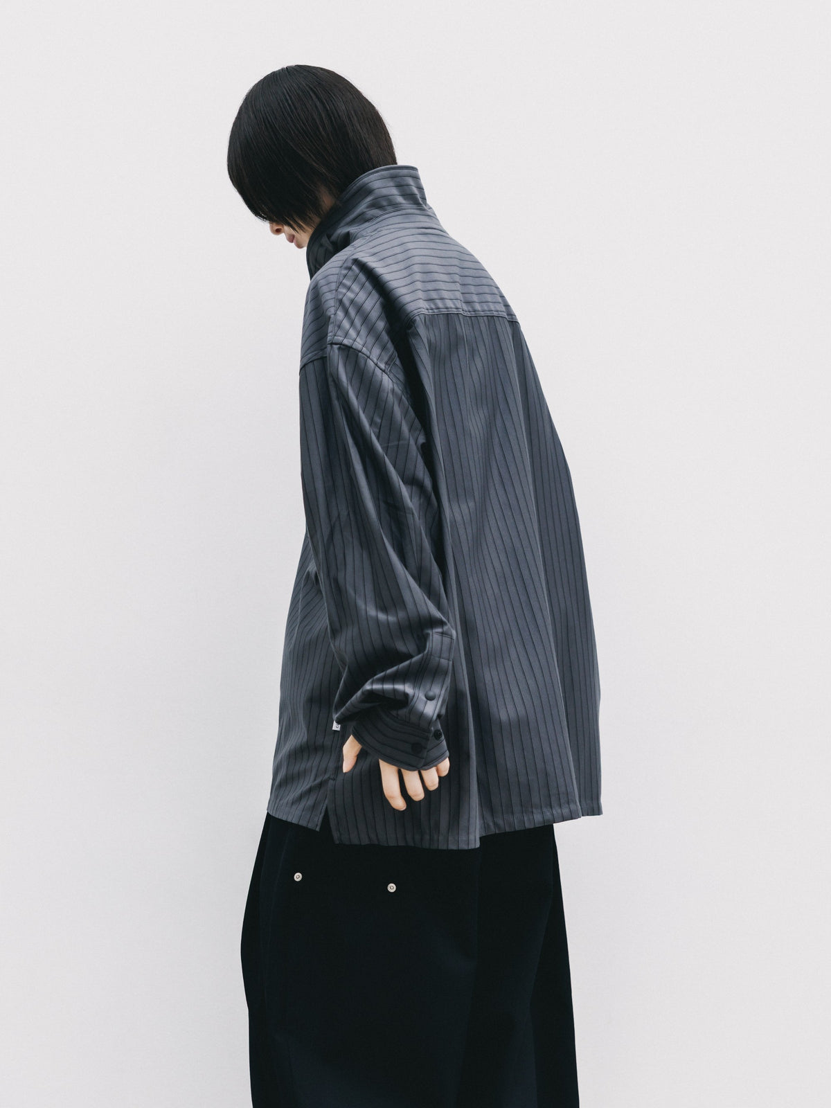 【10.24 SAT 20:00- IN STOCK】 THICK/THIN STRIPE 46G KNIT EVERYDAY ZIP UP L/S SHIRT (CHARCOAL STRIPE)