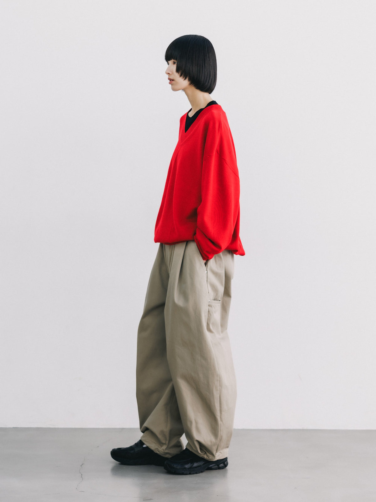 【10.31 SAT 20:00- IN STOCK】 12G WOOL V-NECK KNIT PULLOVER (RED)