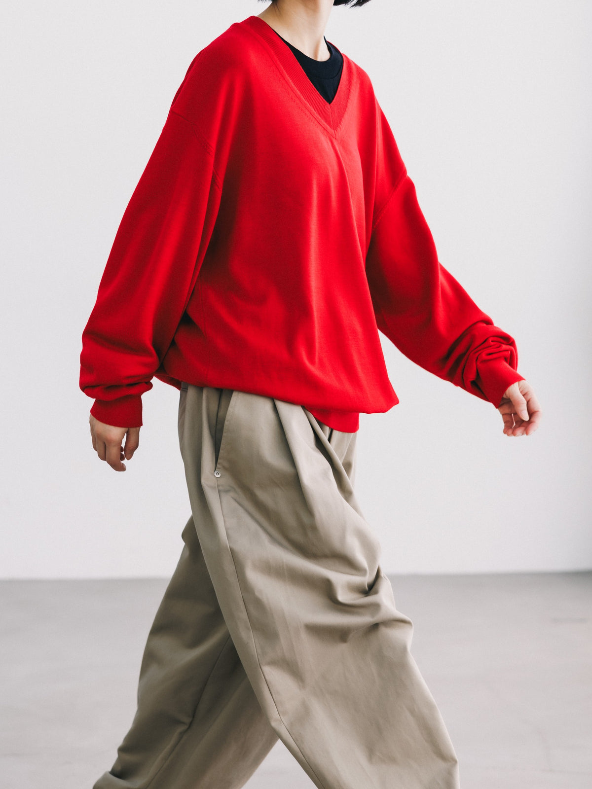【10.31 SAT 20:00- IN STOCK】 12G WOOL V-NECK KNIT PULLOVER (RED)