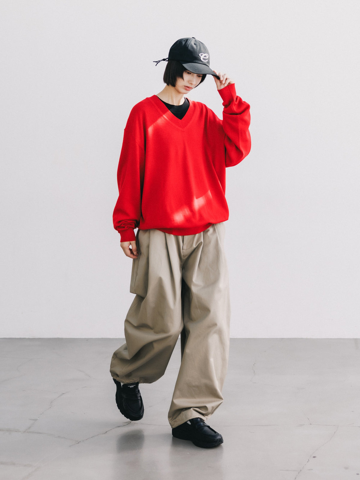 【10.31 SAT 20:00- IN STOCK】 12G WOOL V-NECK KNIT PULLOVER (RED)