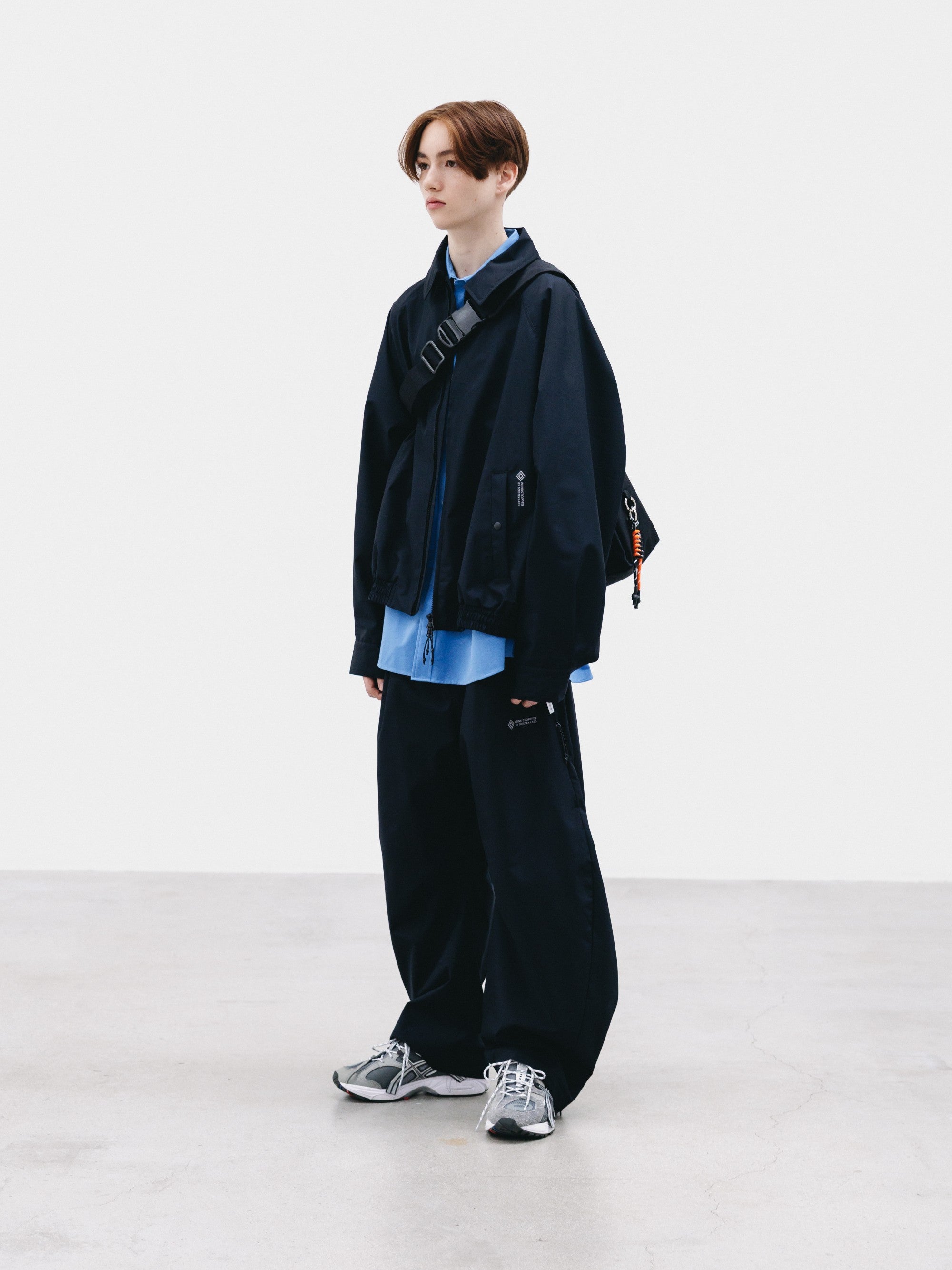 【9.2 WED 20:00- IN STOCK】+phenix WINDSTOPPER® by GORE-TEX LABS TWILL CITY BARREL LEG PANTS (BLACK×WHITE)