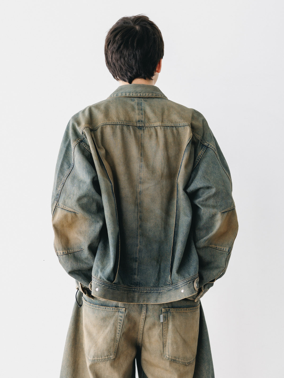 【10.10 SAT 20:00- IN STOCK】 VINTAGE DYED SELVEDGE DENIM FUTURE TRUCKER JACKET (VINTAGE BEIGE)