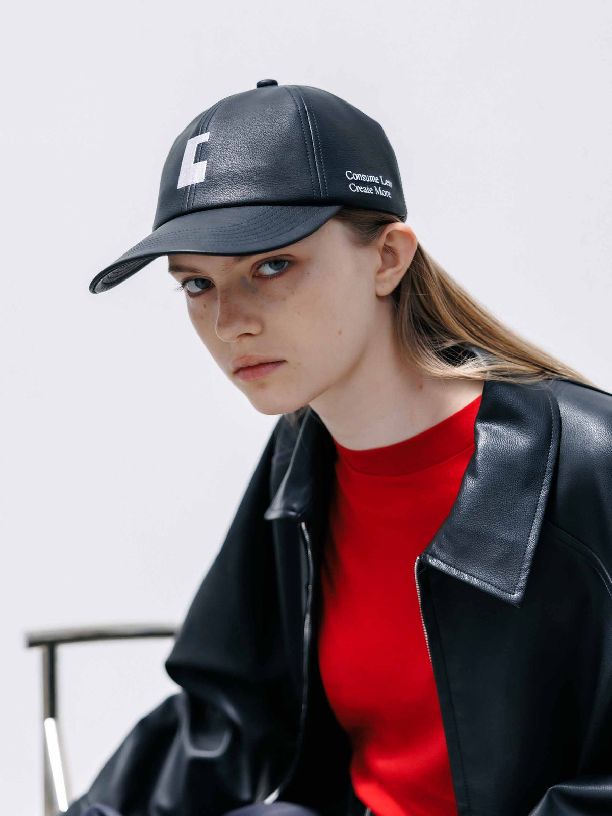 【9.16 WED 20:00- IN STOCK】"C"SYNTHETIC SKIN-TEX CITY CAP (BLACK)