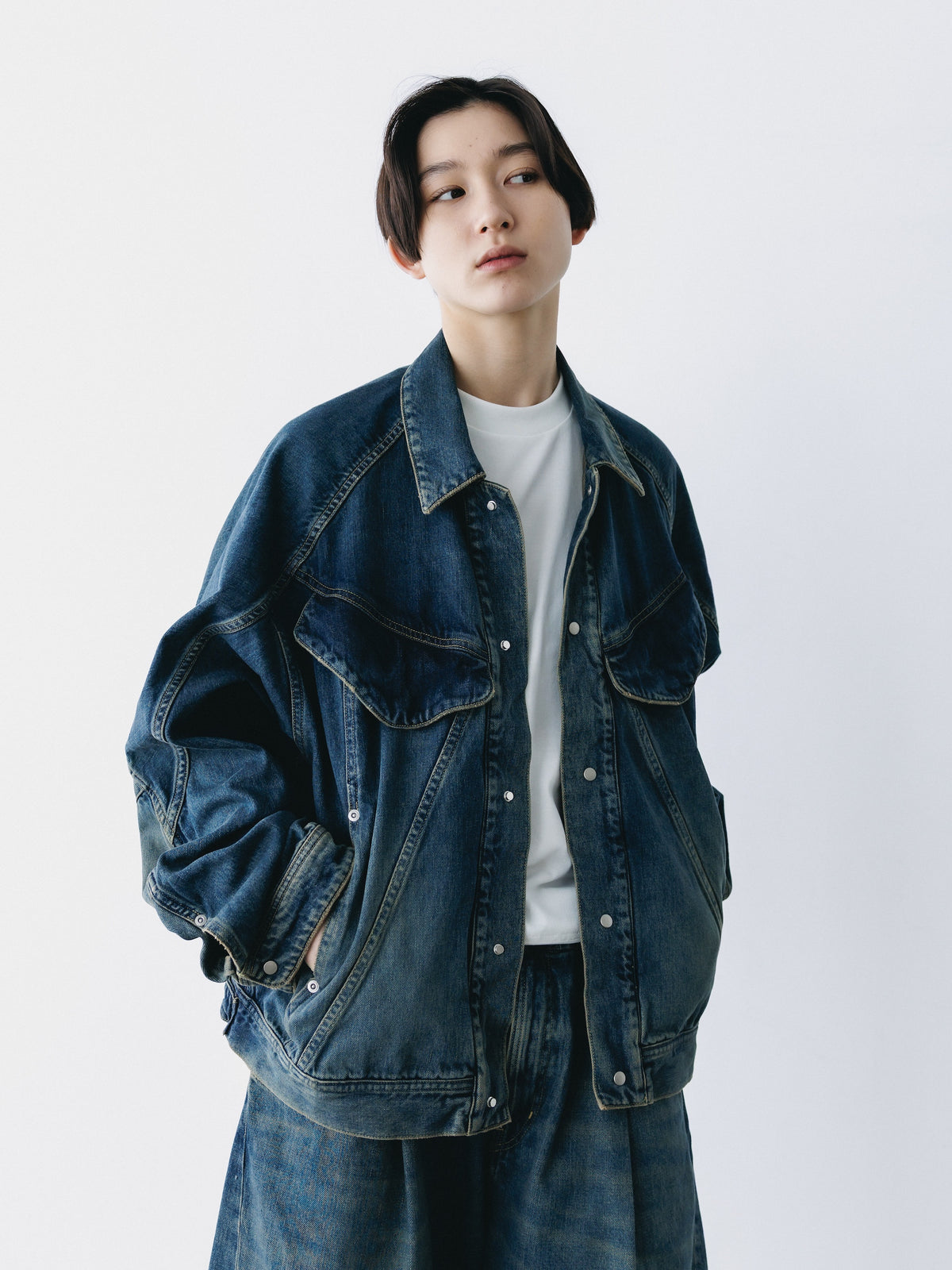 【10.10 SAT 20:00- IN STOCK】 VINTAGE DYED SELVEDGE DENIM FUTURE TRUCKER JACKET (VINTAGE INDIGO)