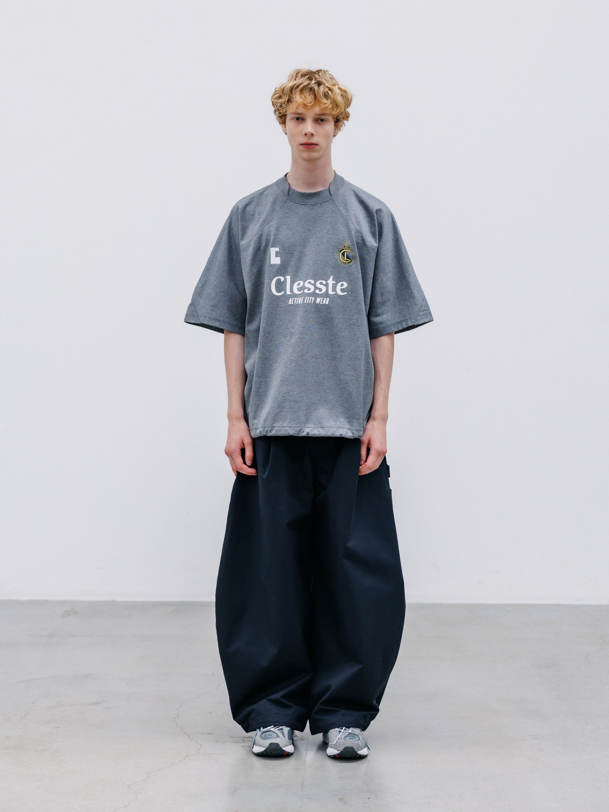 【8.29 SAT 20:00- IN STOCK】EMBROIDERED GAME S/S T-SHIRT WITH DRAWSTRINGS (HEATHER GRAY)