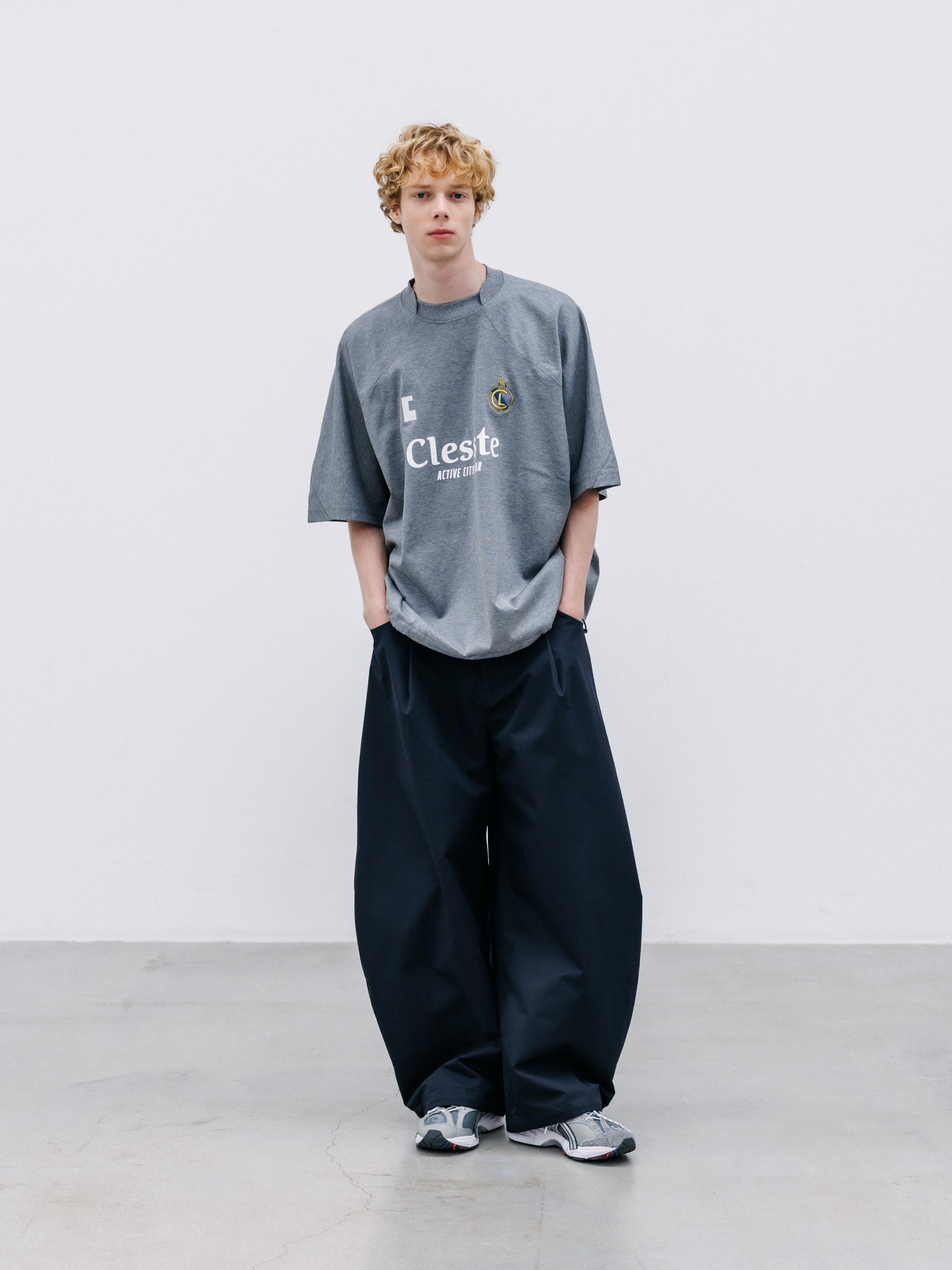 【8.29 SAT 20:00- IN STOCK】EMBROIDERED GAME S/S T-SHIRT WITH DRAWSTRINGS (HEATHER GRAY)