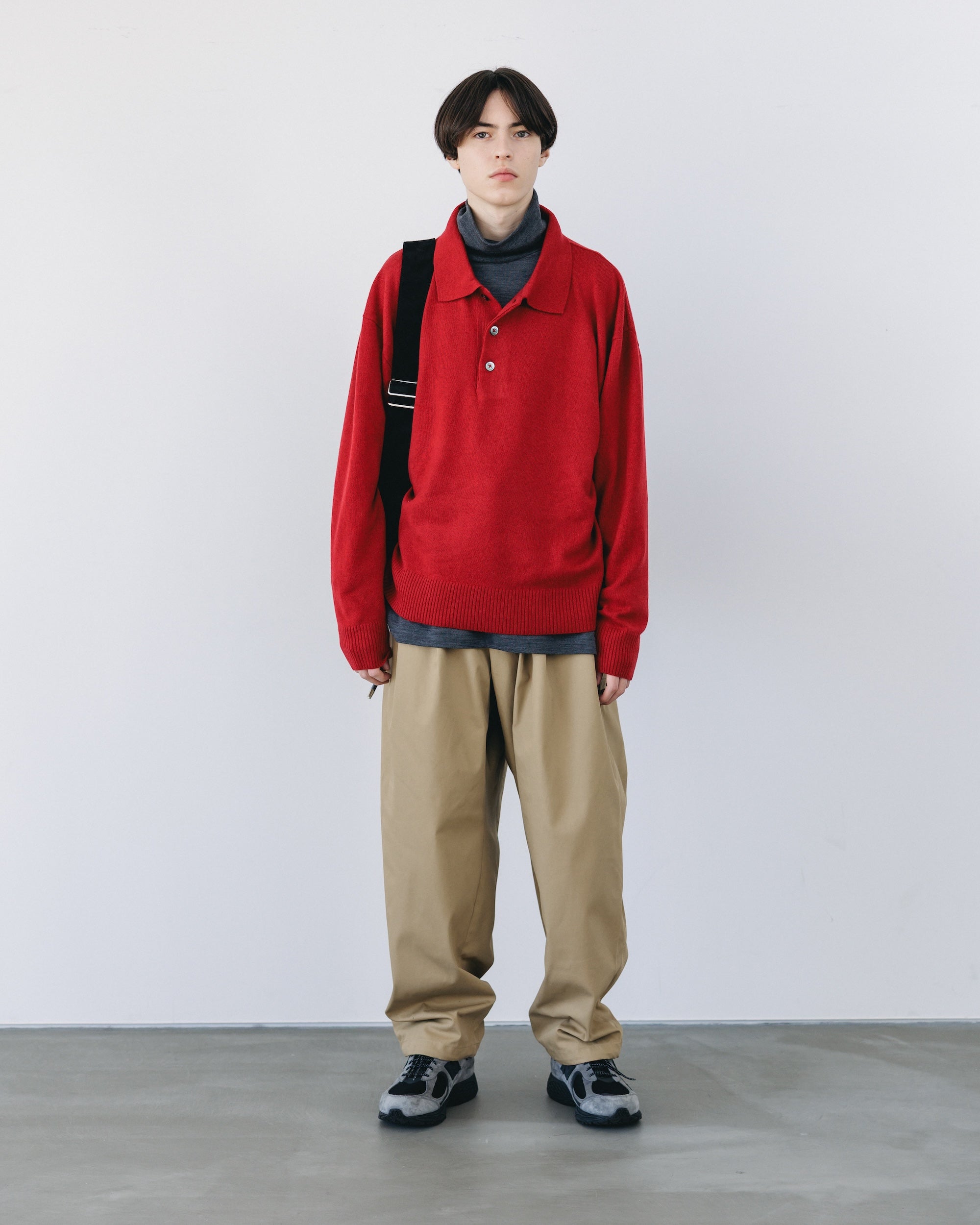 【12.27 SAT 20:00- IN STOCK】CASHMERE KNIT POLO SHIRT (RED)