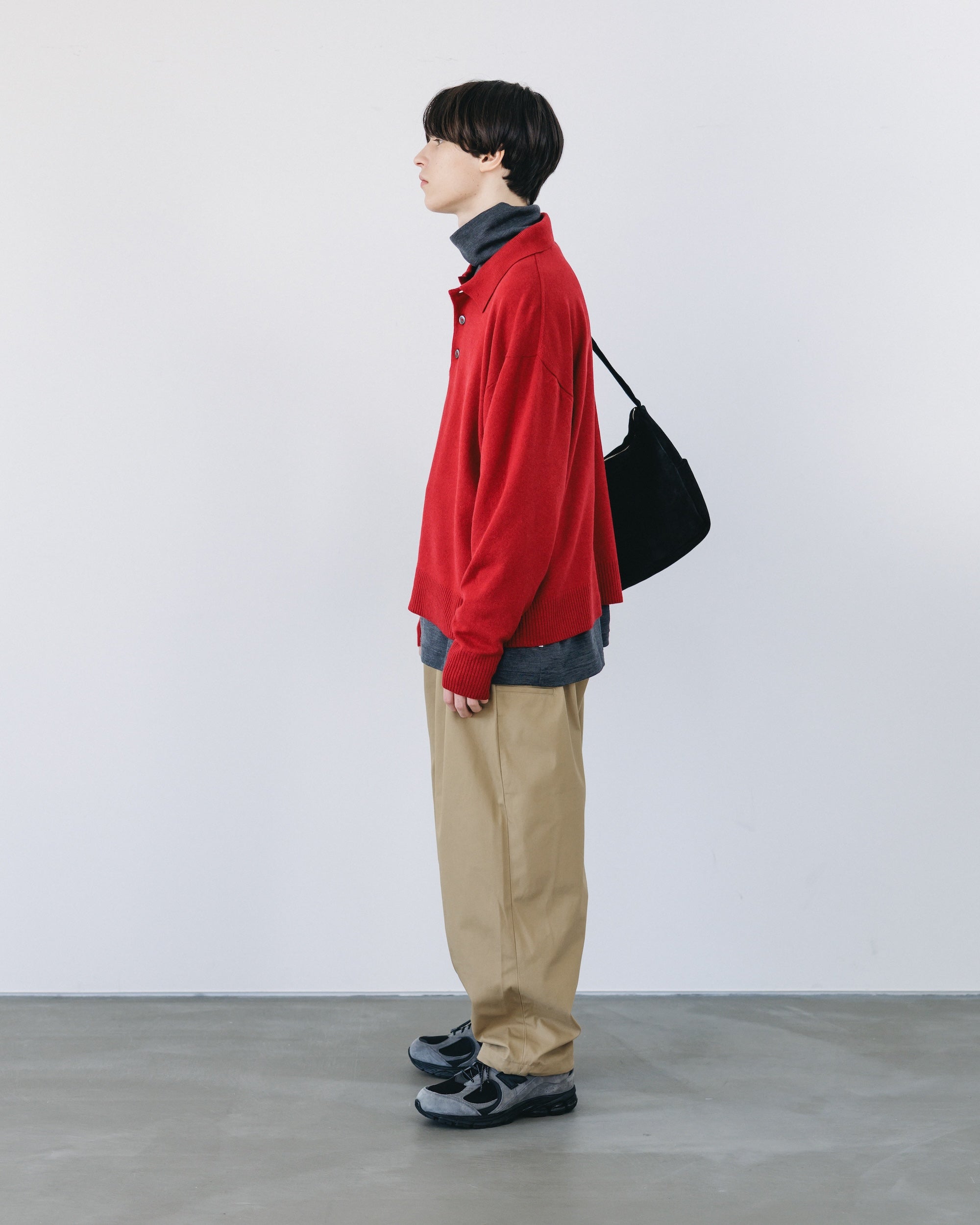 【12.27 SAT 20:00- IN STOCK】CASHMERE KNIT POLO SHIRT (RED)