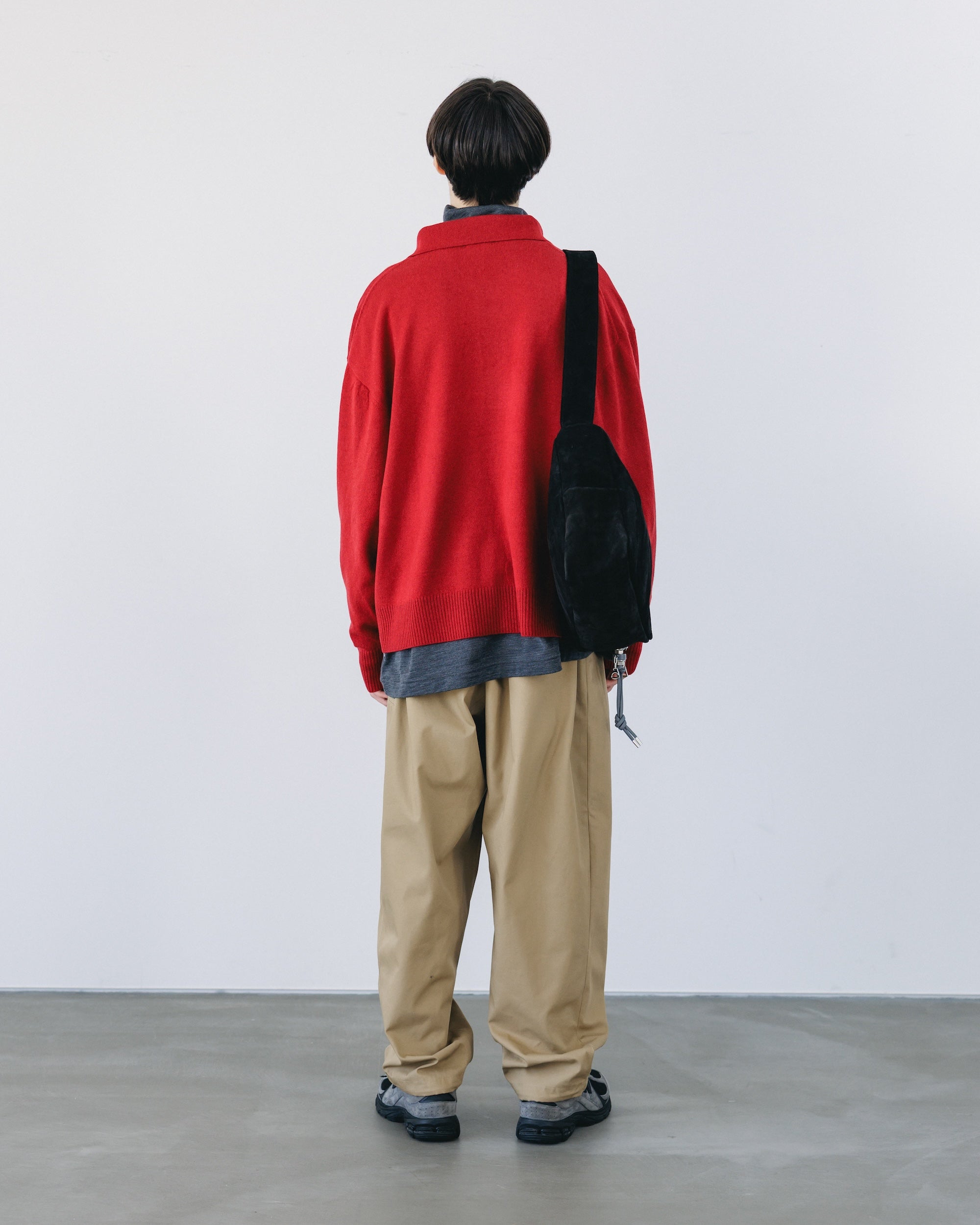 【12.27 SAT 20:00- IN STOCK】CASHMERE KNIT POLO SHIRT (RED)