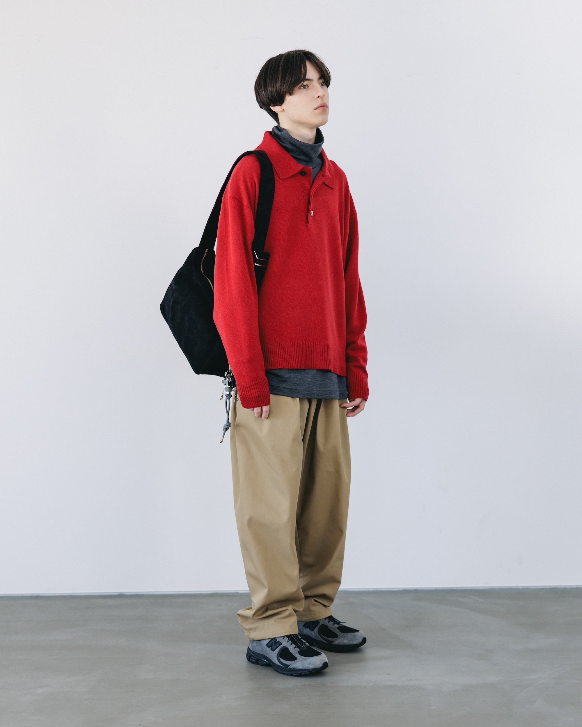 【12.27 SAT 20:00- IN STOCK】CASHMERE KNIT POLO SHIRT (RED)