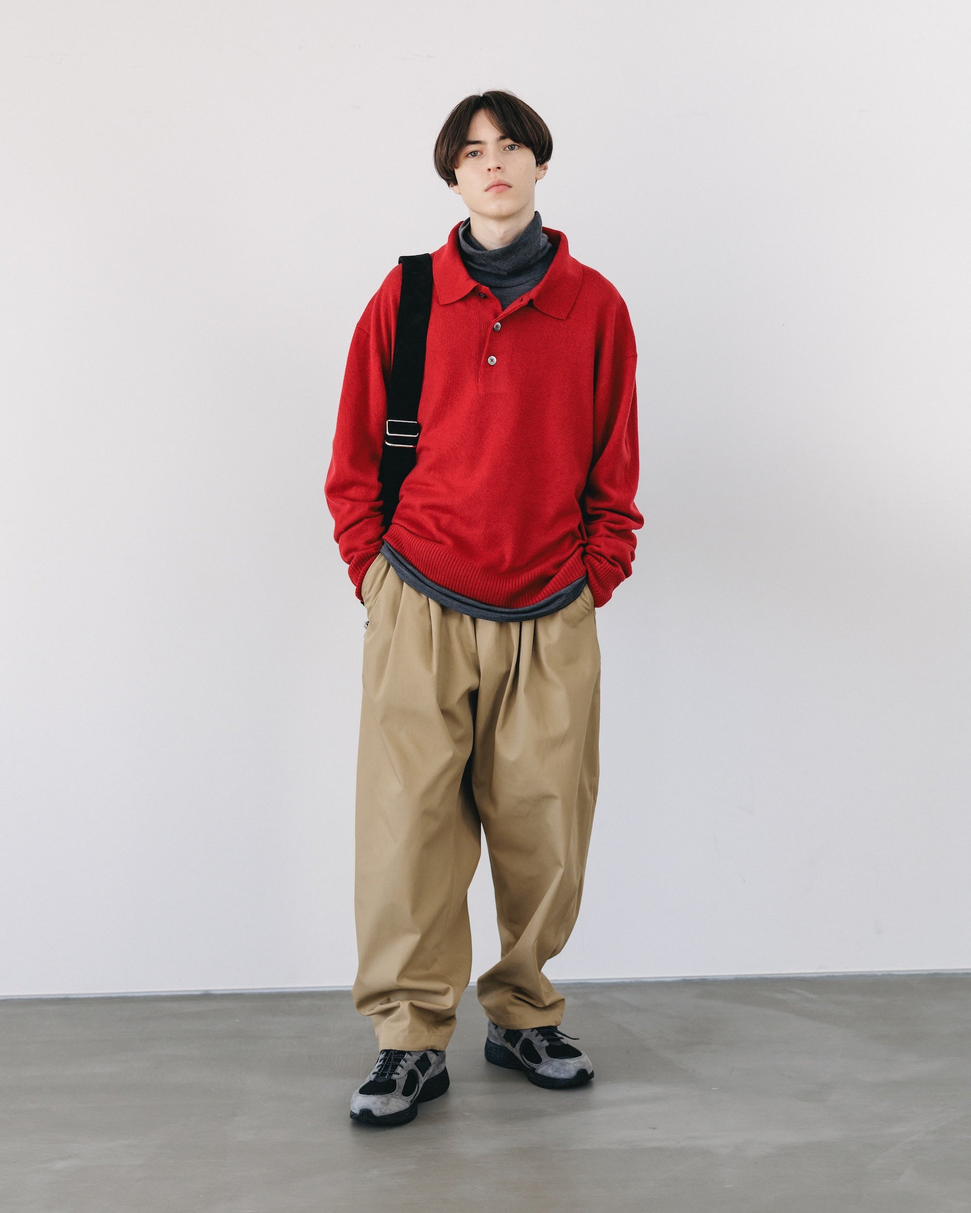 【12.27 SAT 20:00- IN STOCK】CASHMERE KNIT POLO SHIRT (RED)