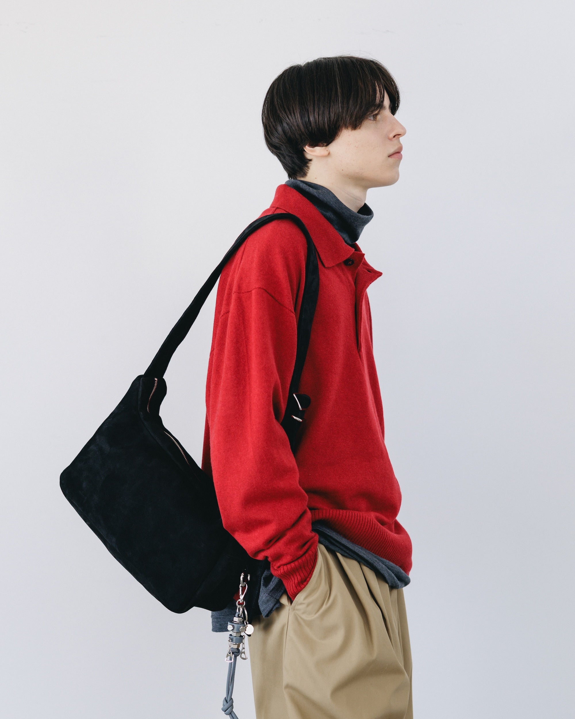 【12.27 SAT 20:00- IN STOCK】CASHMERE KNIT POLO SHIRT (RED)