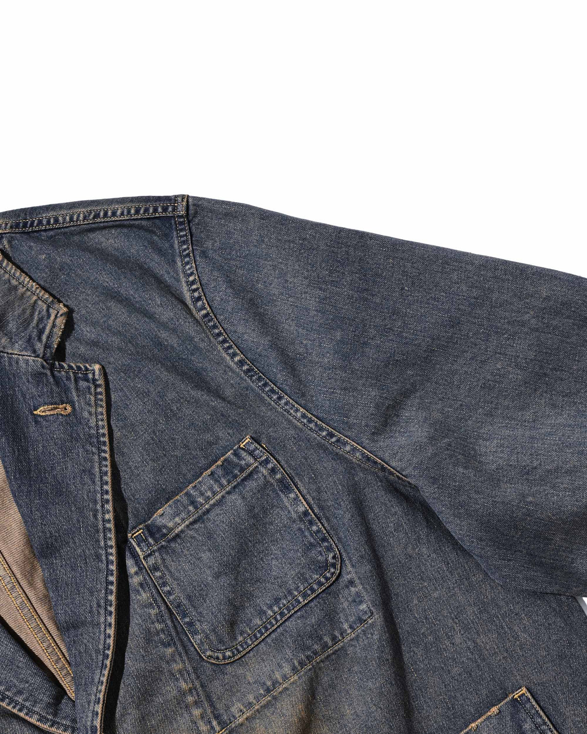 【9.19 SAT 20:00- IN STOCK】VINTAGE DYED SELVEDGE DENIM CITY WORKER TAILORED JACKET (VINTAGE BEIGE)