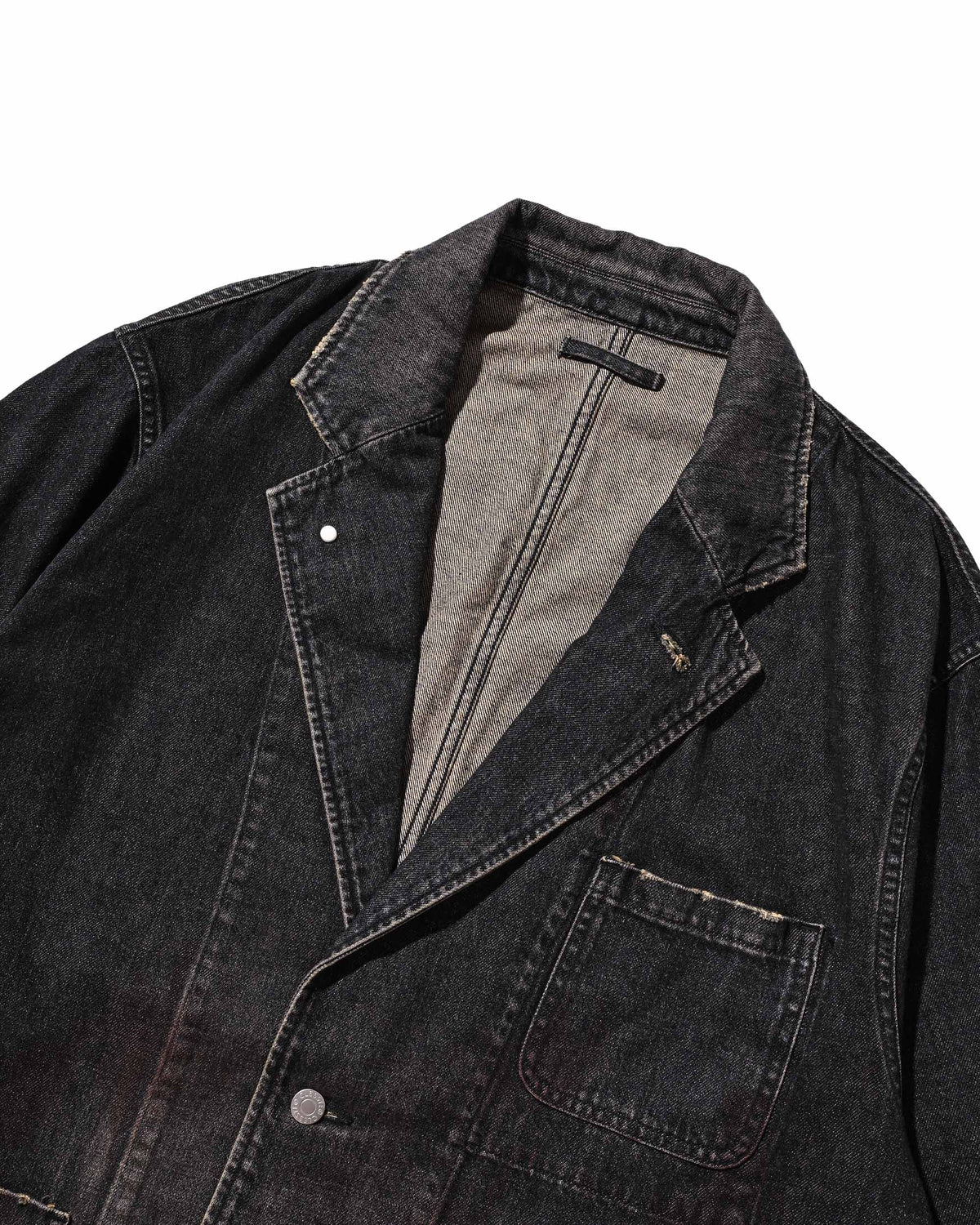【9.19 SAT 20:00- IN STOCK】VINTAGE DYED SELVEDGE DENIM CITY WORKER TAILORED JACKET (VINTAGE BLACK)
