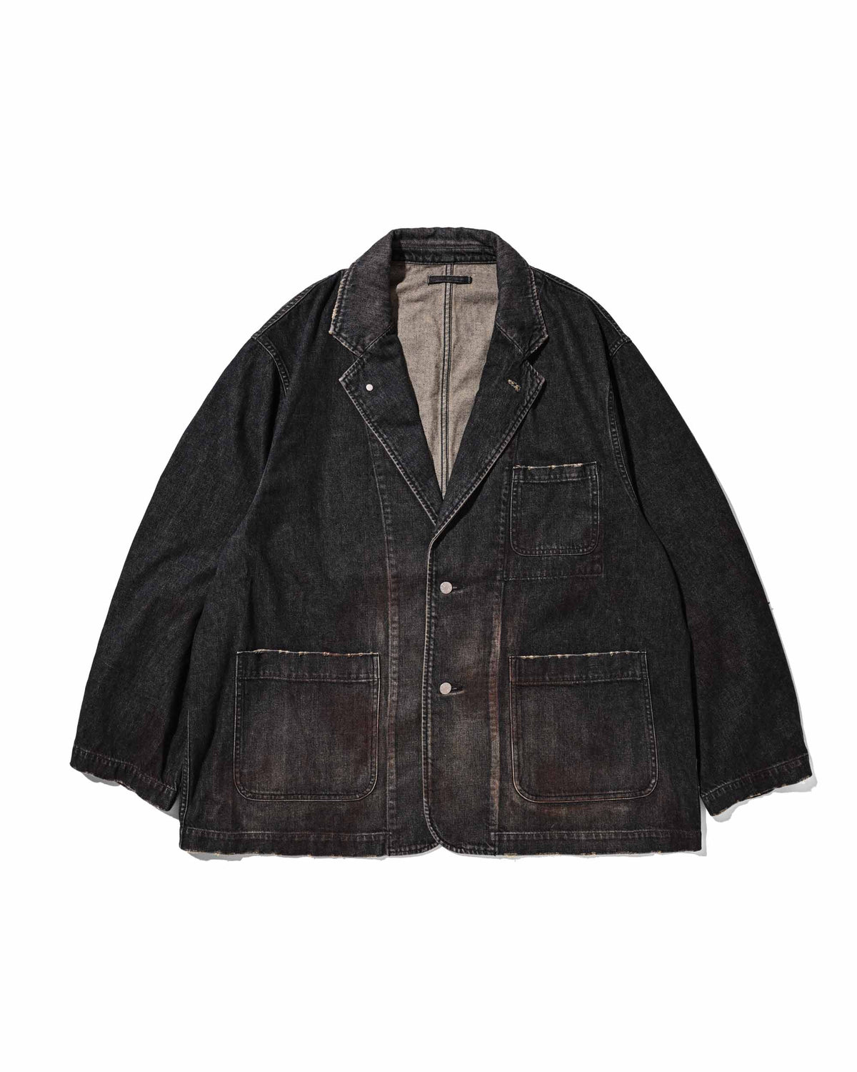 【9.19 SAT 20:00- IN STOCK】VINTAGE DYED SELVEDGE DENIM CITY WORKER TAILORED JACKET (VINTAGE BLACK)