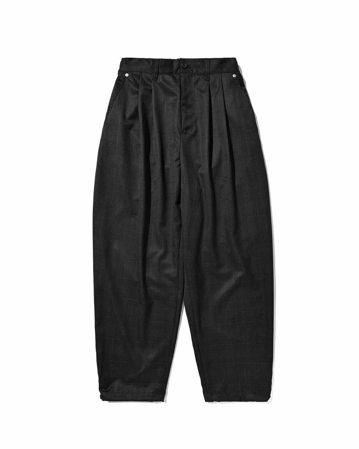 【9.30 WED 20:00- IN STOCK】WOOL GLEN PLAID CITY UNIFORM WIDE TAPERED PANTS (GRAY)