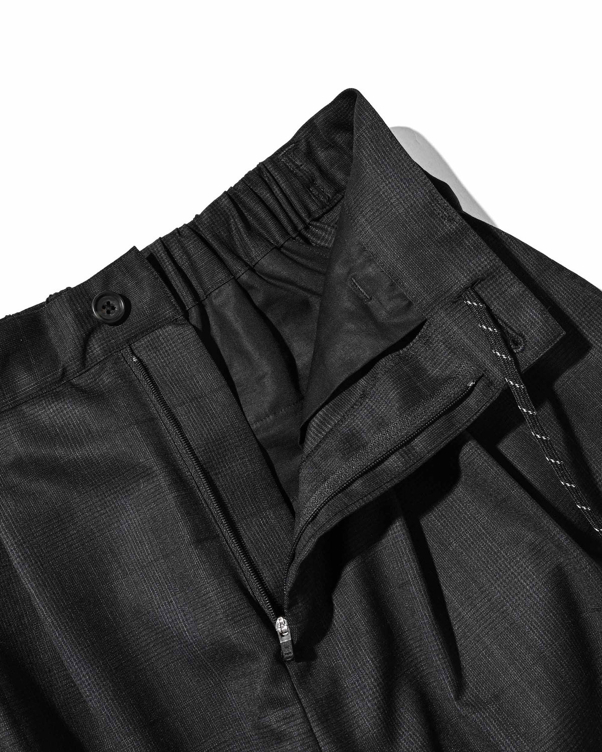 【9.30 WED 20:00- IN STOCK】WOOL GLEN PLAID CITY UNIFORM WIDE TAPERED PANTS (GRAY)