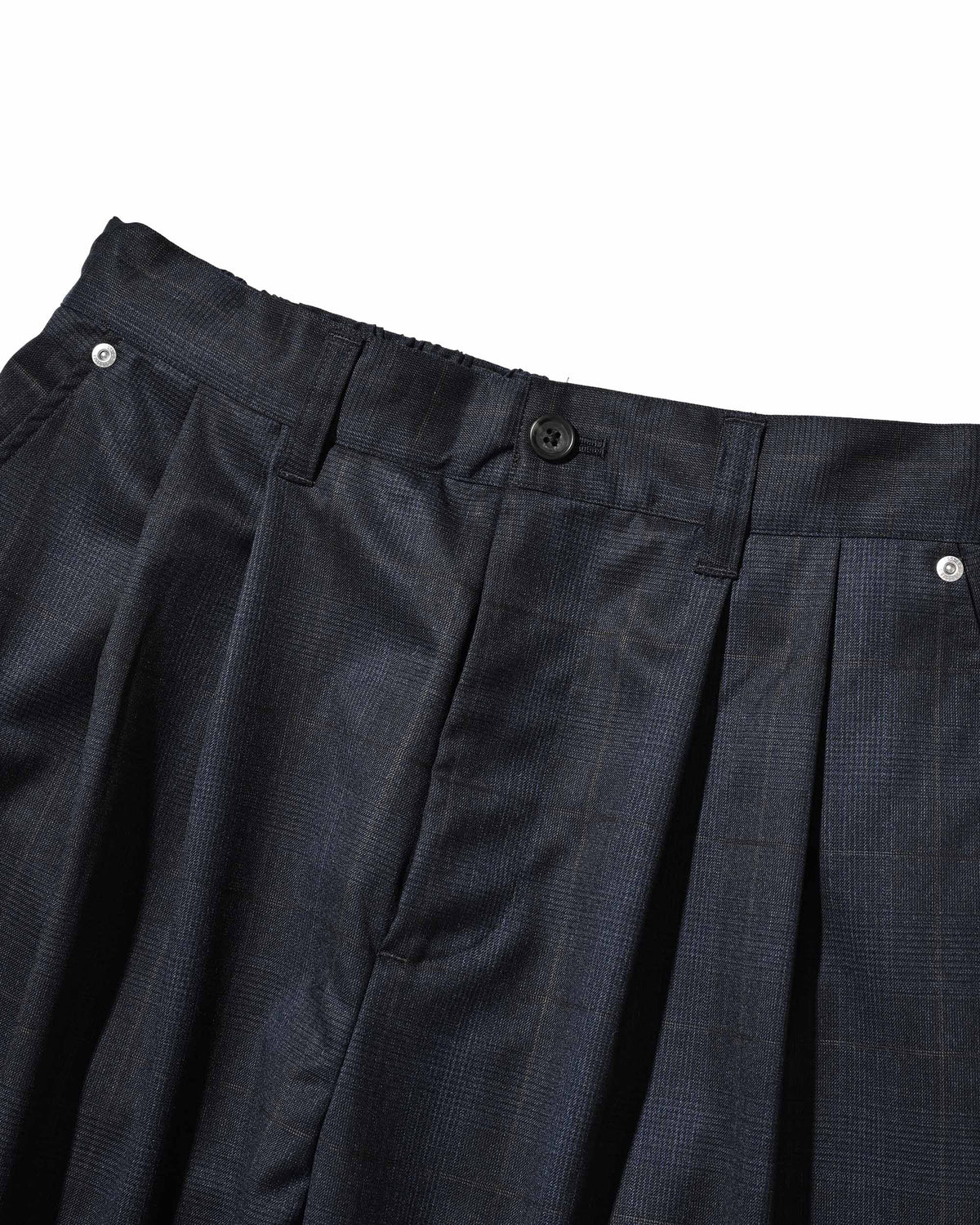 【9.30 WED 20:00- IN STOCK】WOOL GLEN PLAID CITY UNIFORM WIDE TAPERED PANTS (NAVY)