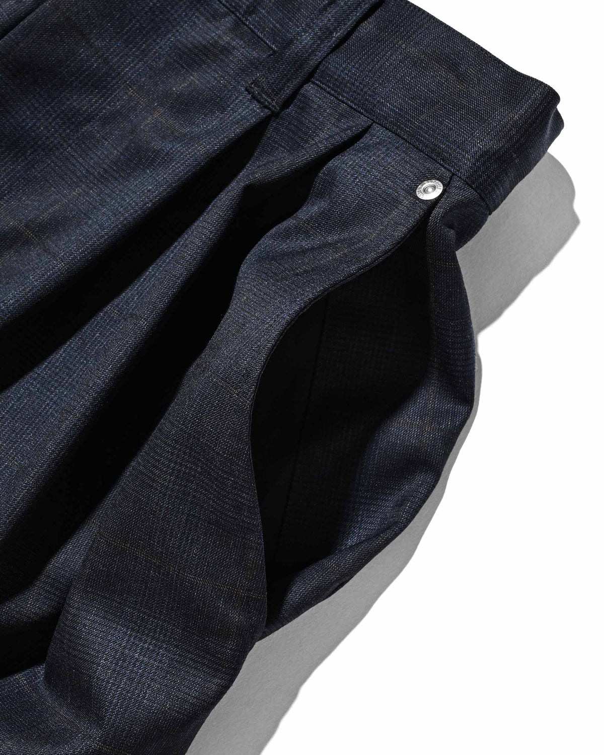 【9.30 WED 20:00- IN STOCK】WOOL GLEN PLAID CITY UNIFORM WIDE TAPERED PANTS (NAVY)